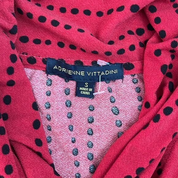 Adrienne Vittadini Red & Black Dot Blouse Size Small - Picture 3 of 5